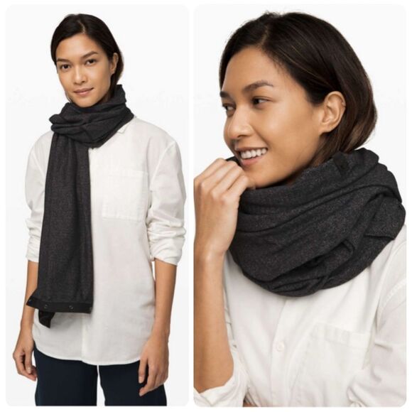 Lululemon Vinyasa Scarf in Heathered Herringbone Heathered Black| One Size - Picture 1 of 7
